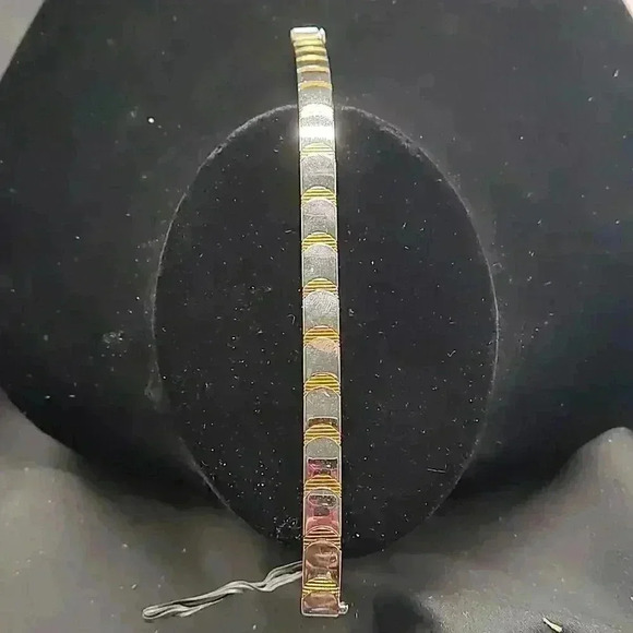 Sterling Silver 2 Tone 7 1/2" Bracelet With Safety - Picture 2 of 3